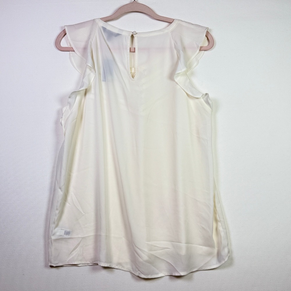 EXPRESS Ivory Lace Inset Ruffle Sleeve Blouse Medium‎ - Picture 2 of 6